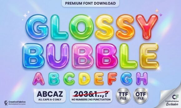 Add Playful Shine with Glossy Bubble Display Font
